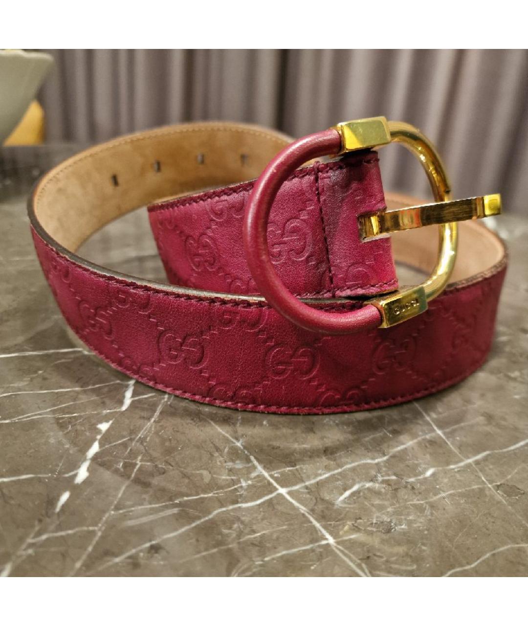 GUCCI Бордовый кожаный ремень, фото 7