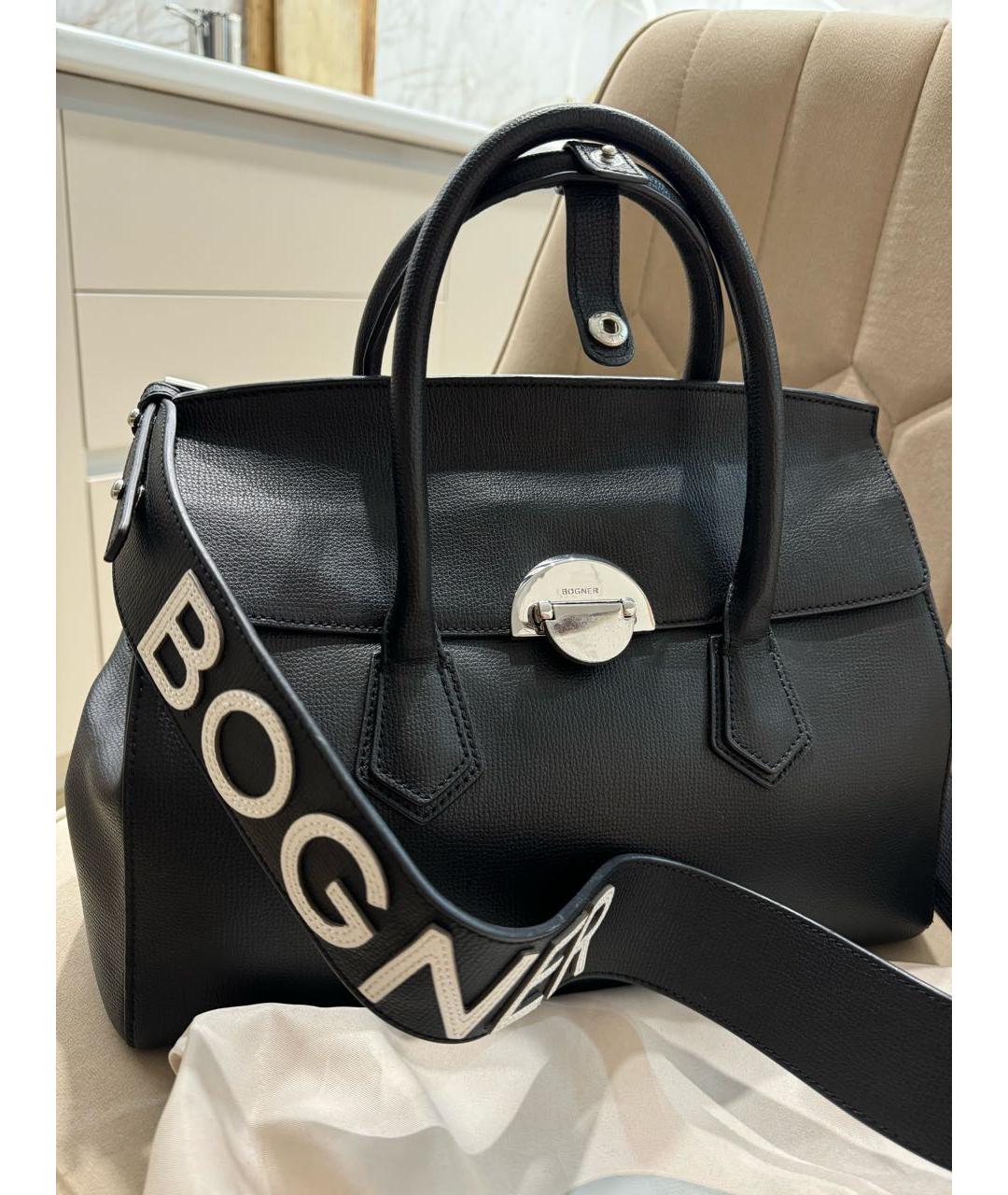 BOGNER Черная кожаная сумка тоут, фото 2