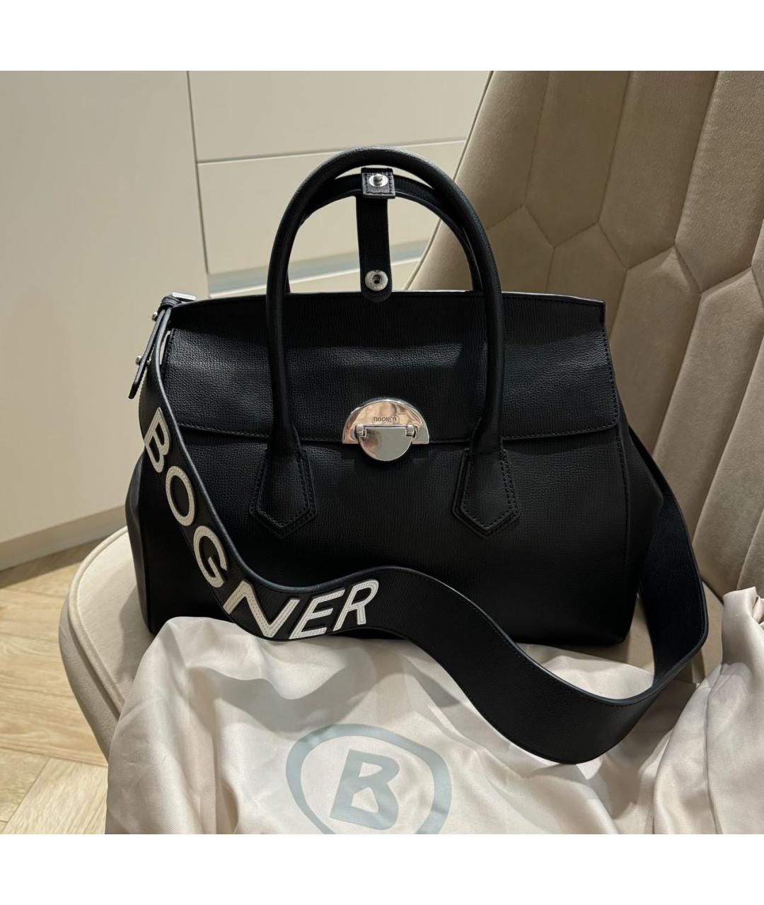 BOGNER Черная кожаная сумка тоут, фото 9