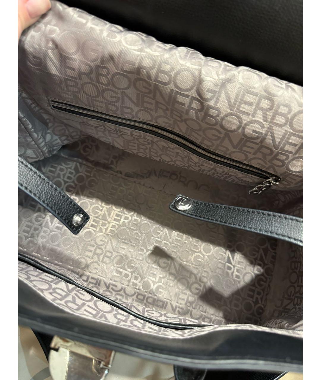 BOGNER Черная кожаная сумка тоут, фото 4