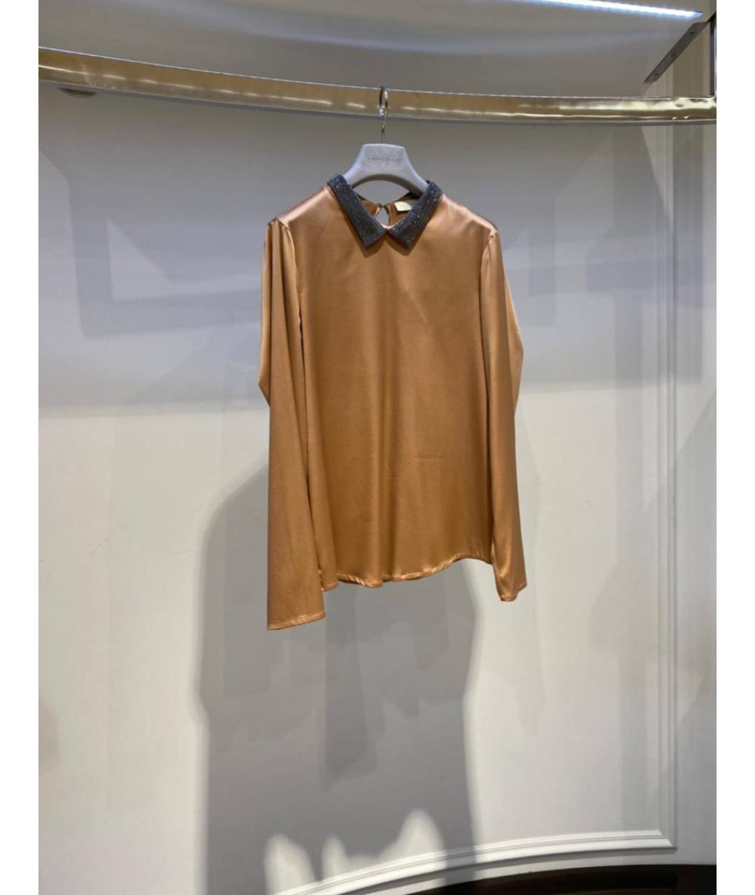 FABIANA FILIPPI Коричневая шелковая блузы, фото 2