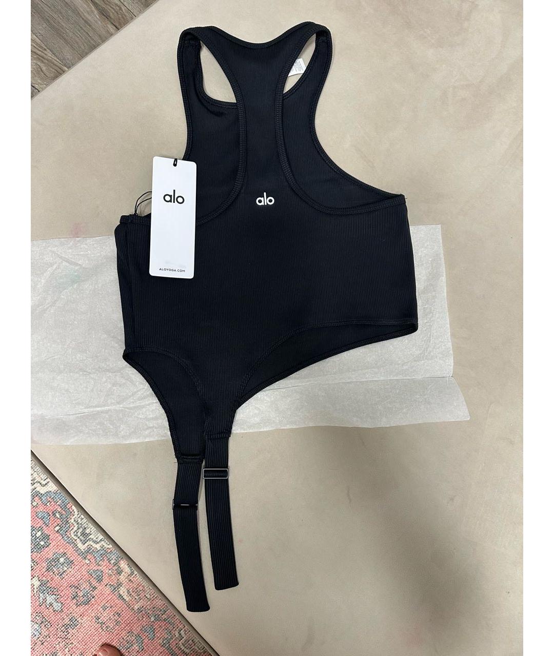 ALO YOGA Черная полиэстеровая майка, фото 3