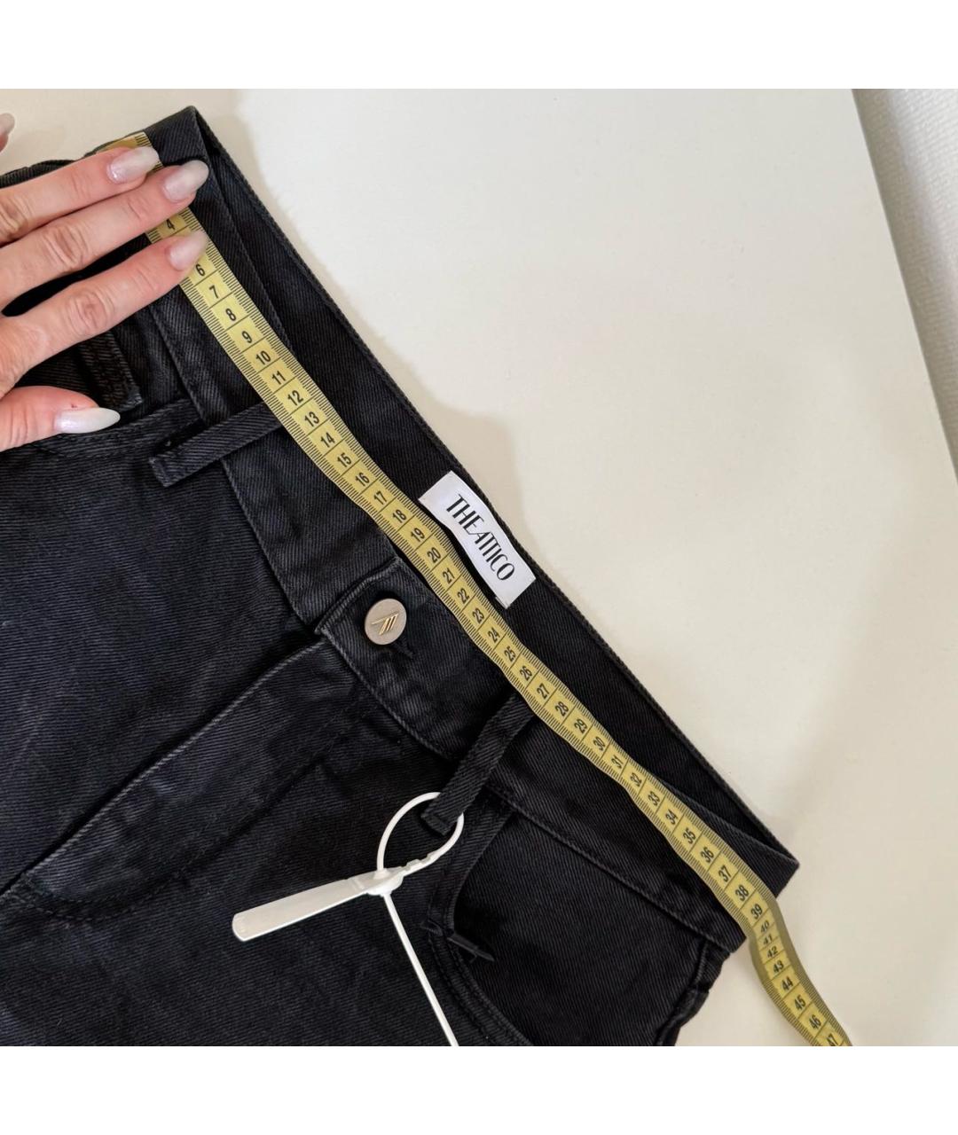 THE ATTICO Черные хлопко-эластановые джинсы слим, фото 7