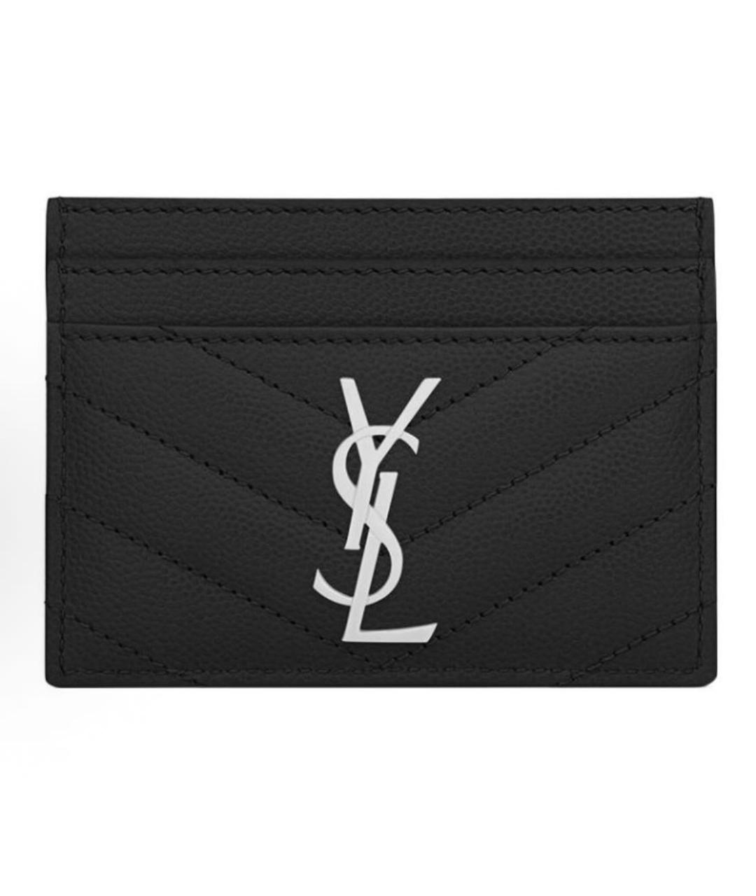 SAINT LAURENT Черный кожаный кардхолдер, фото 9