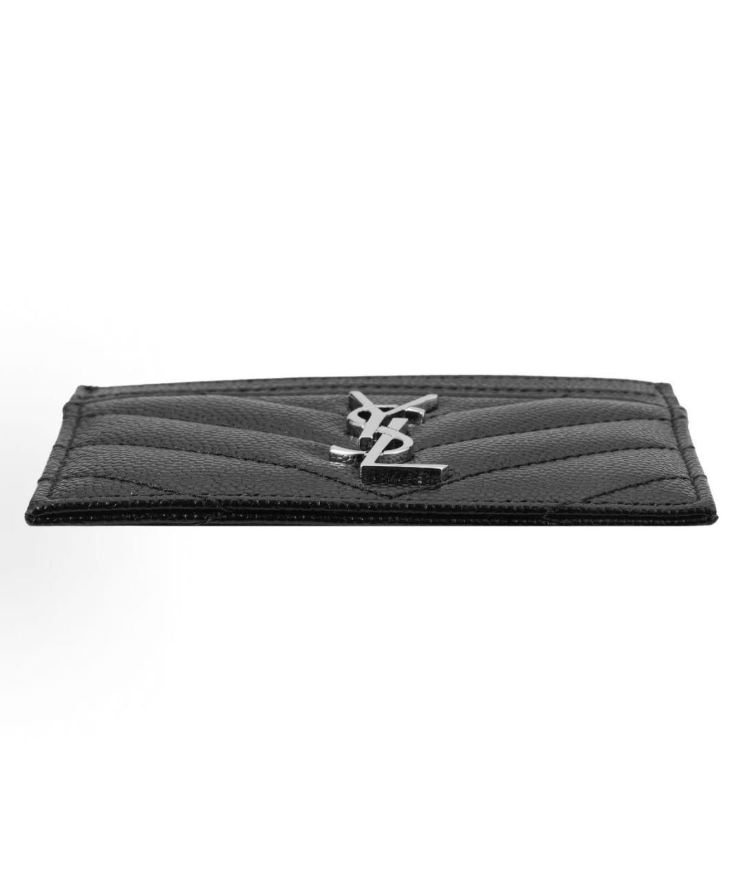 SAINT LAURENT Черный кожаный кардхолдер, фото 4