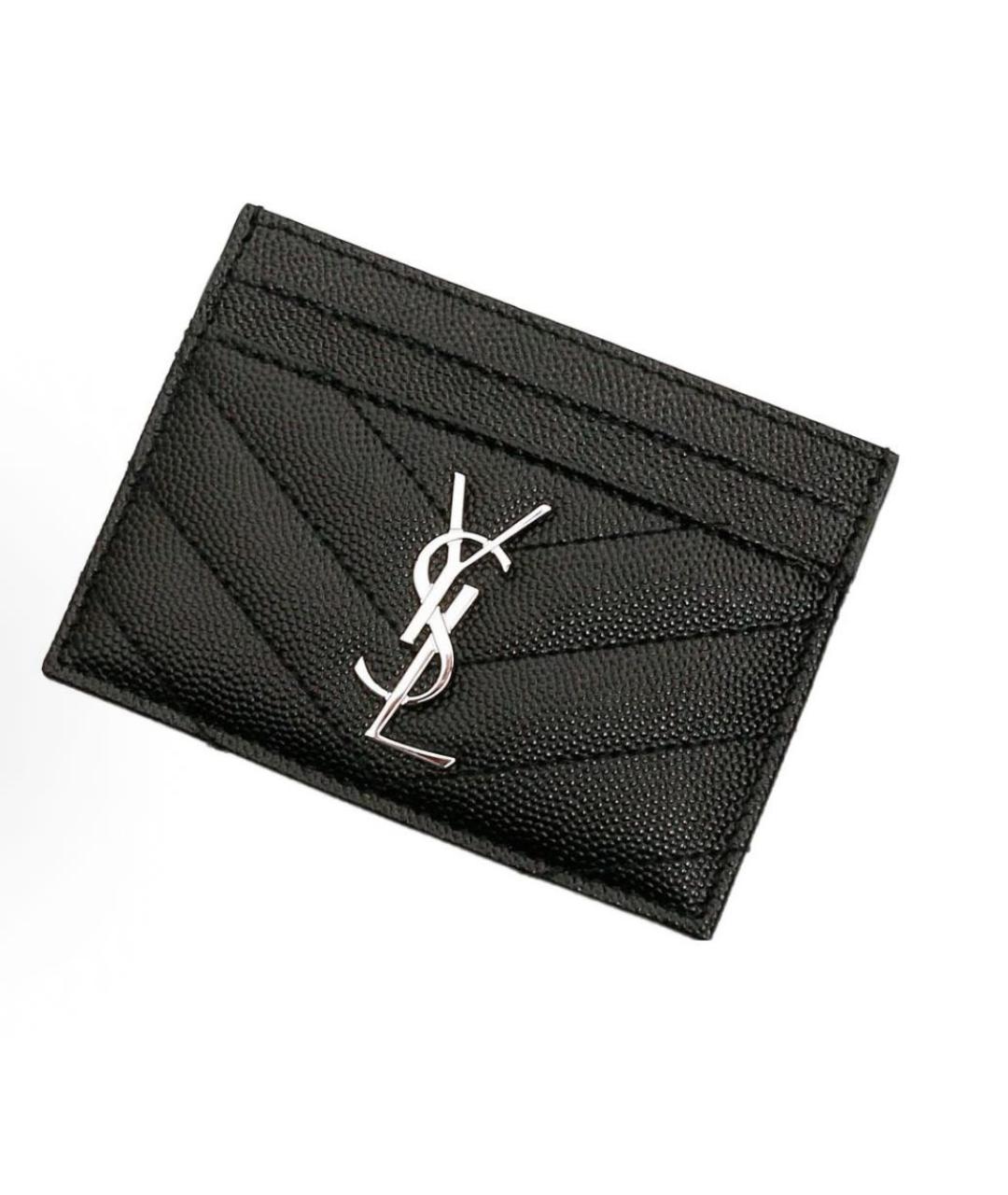 SAINT LAURENT Черный кожаный кардхолдер, фото 3