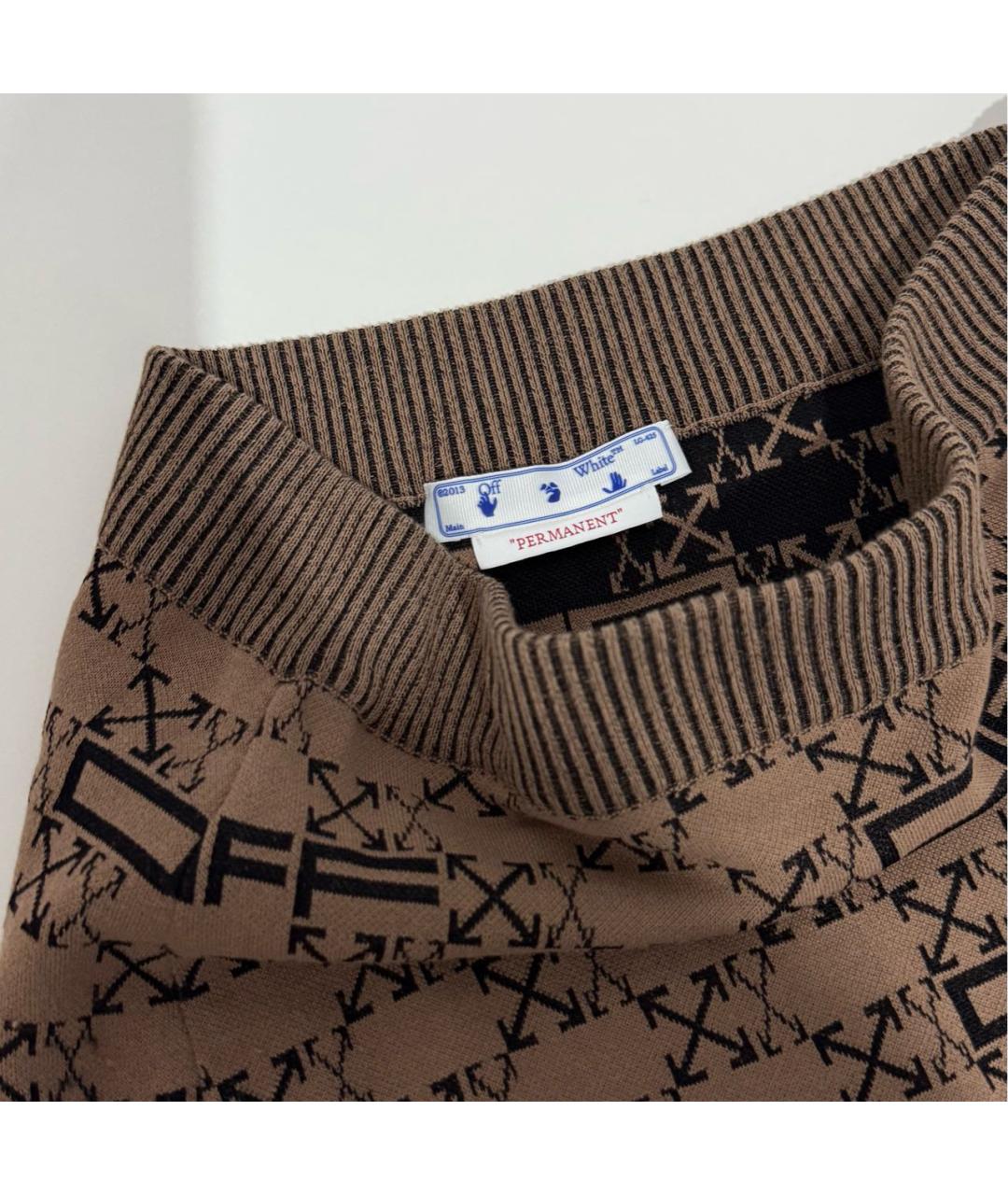 OFF-WHITE Коричневая вискозная юбка миди, фото 4