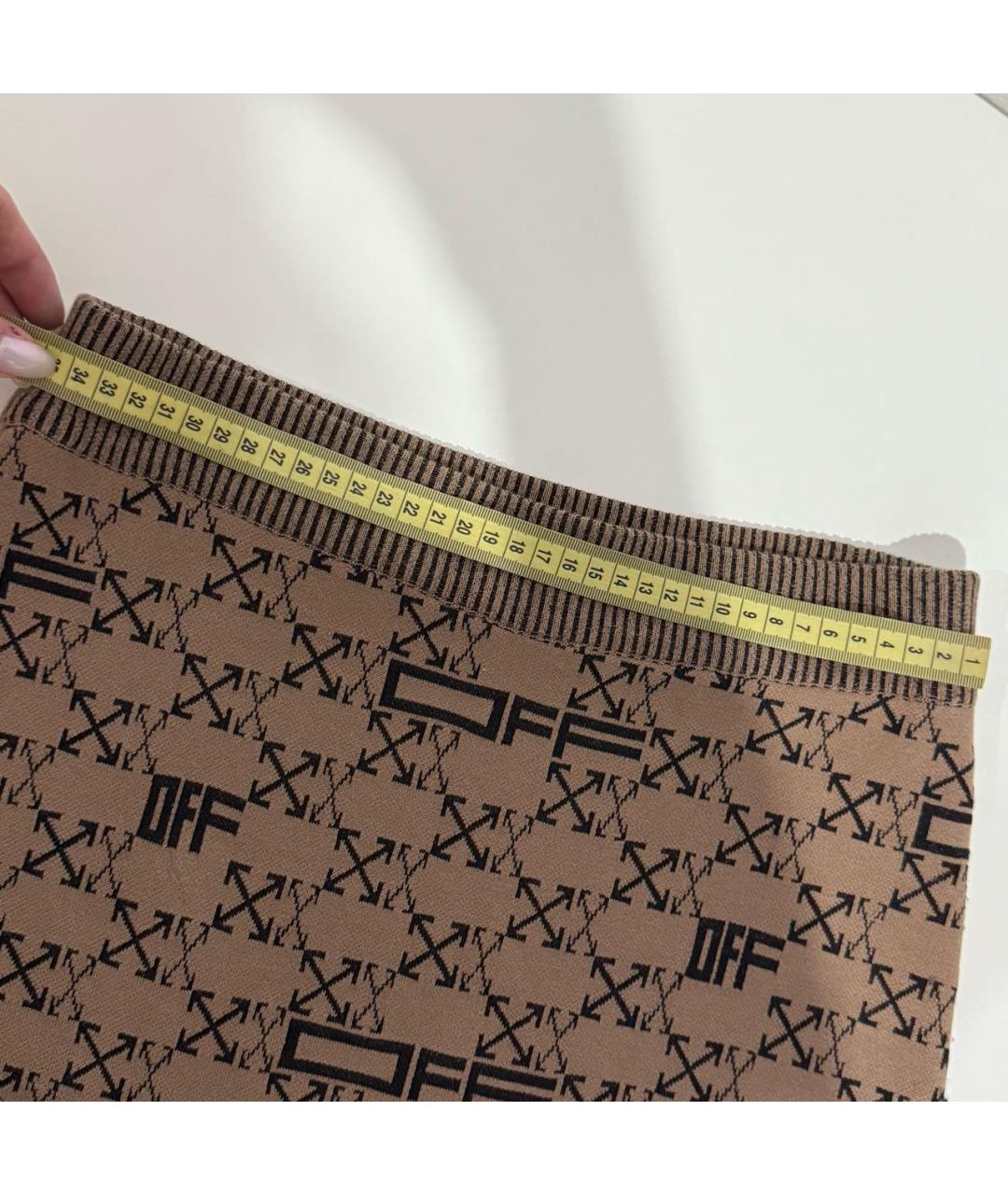 OFF-WHITE Коричневая вискозная юбка миди, фото 3