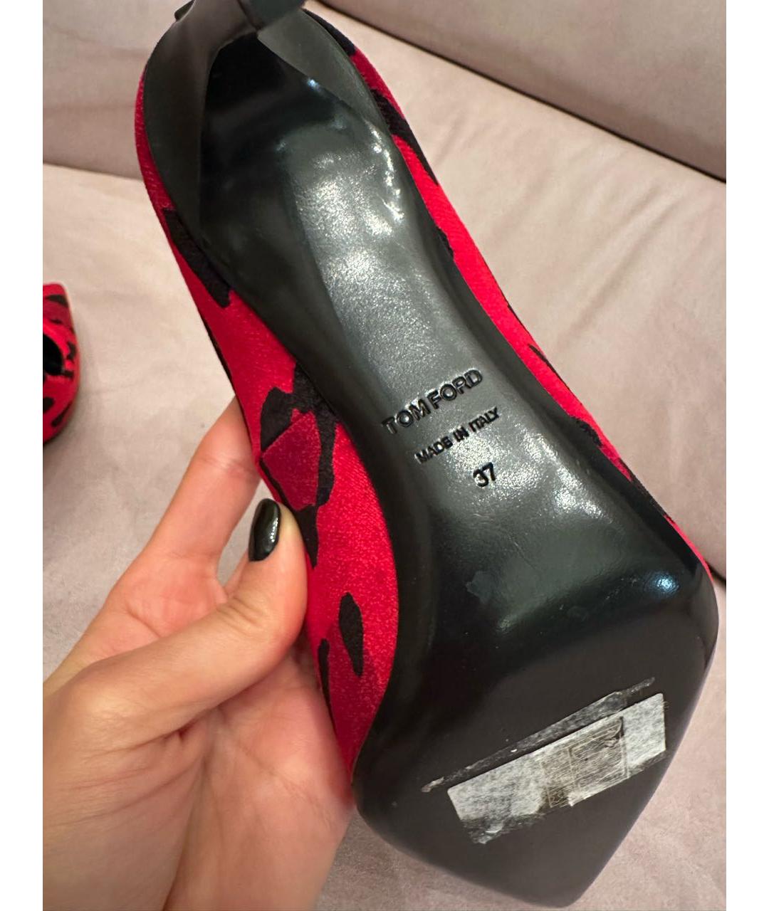 TOM FORD Красные бархатные туфли, фото 5