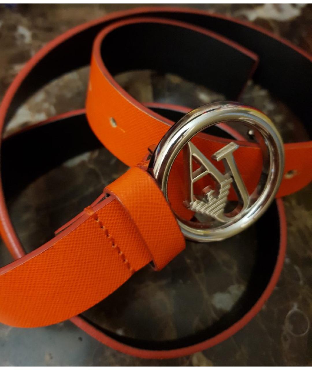 ARMANI JEANS Оранжевый кожаный ремень, фото 7
