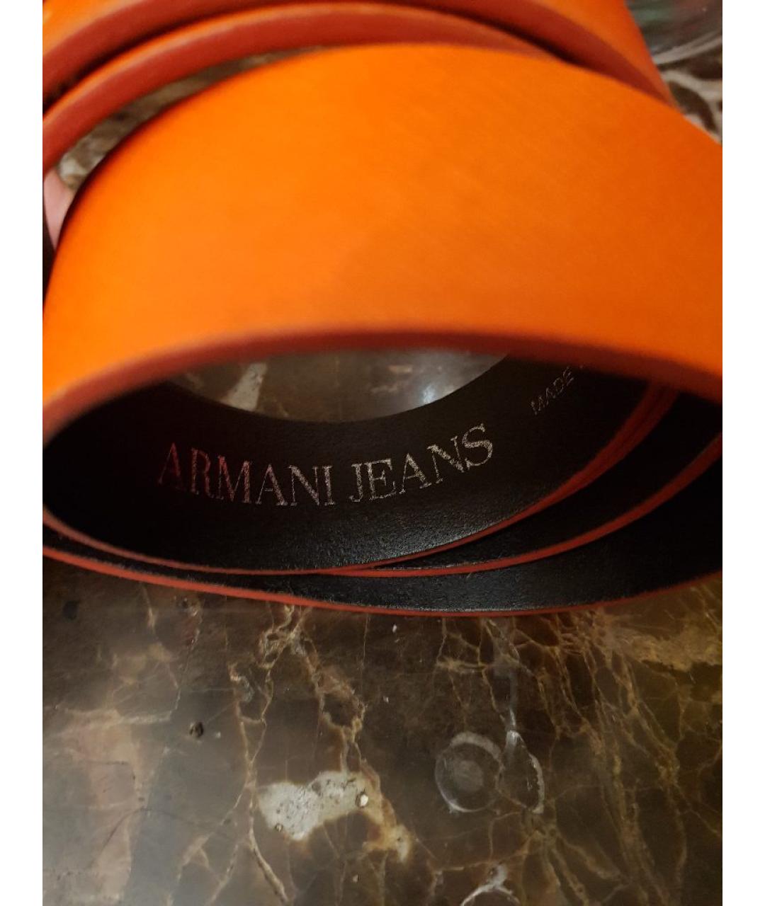 ARMANI JEANS Оранжевый кожаный ремень, фото 8