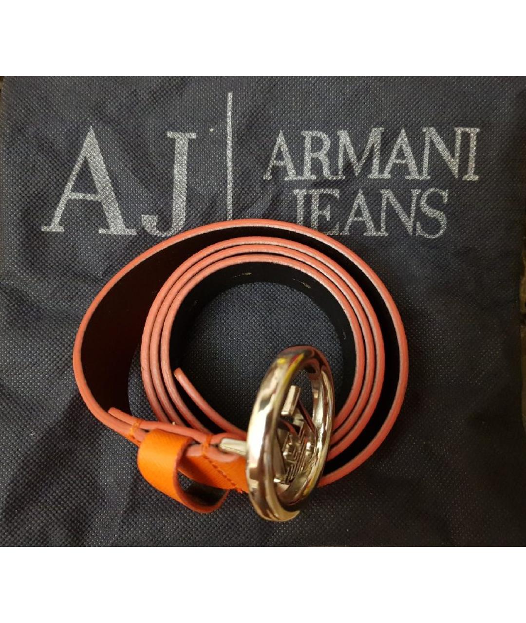 ARMANI JEANS Оранжевый кожаный ремень, фото 2