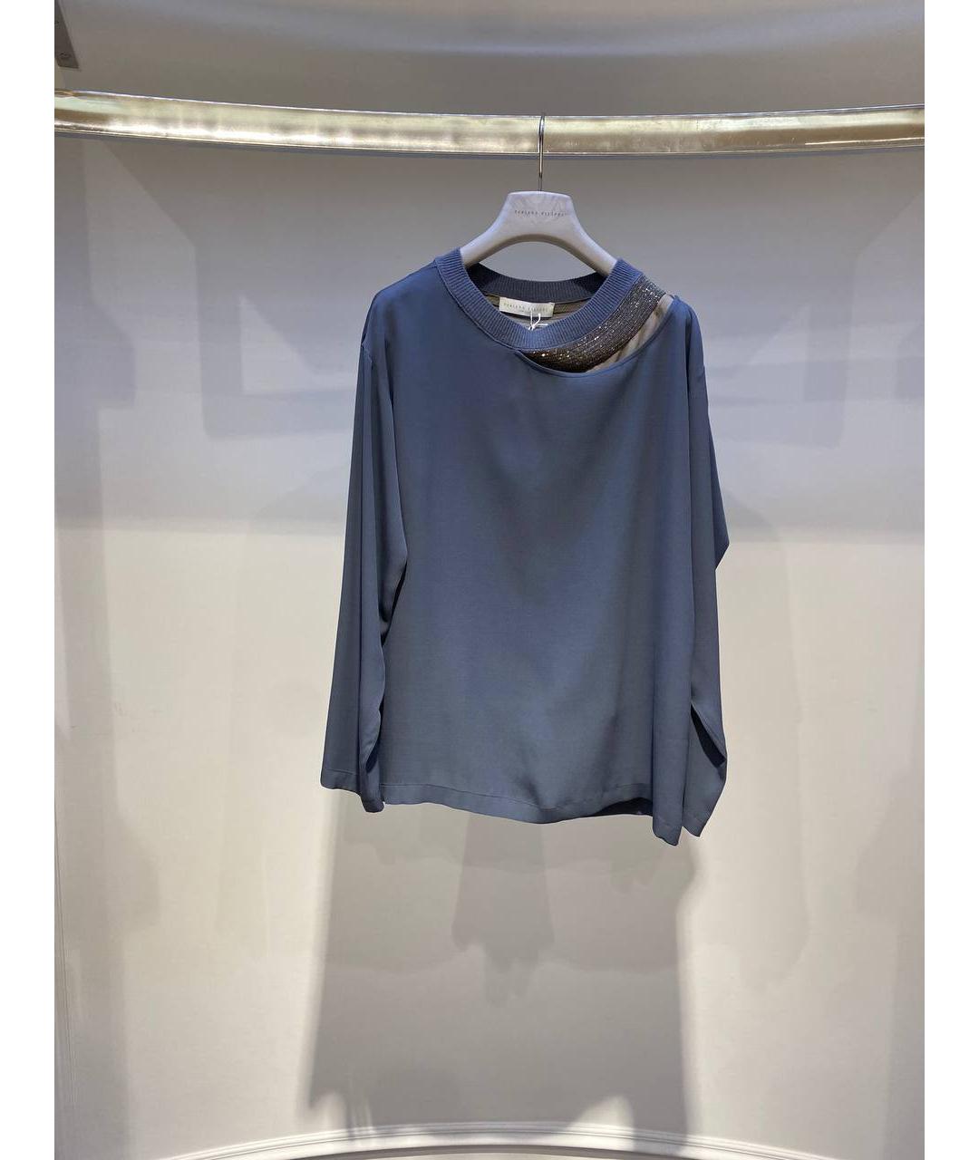 FABIANA FILIPPI Синяя шелковая блузы, фото 4