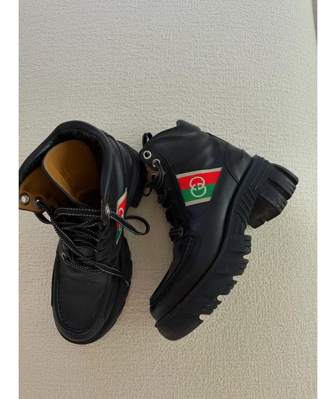 GUCCI Черные кожаные ботинки, фото 5