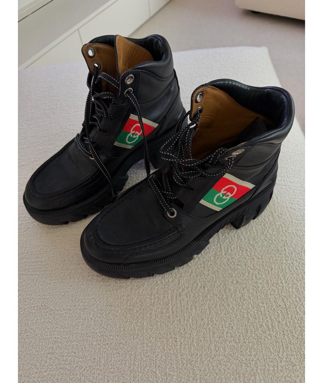 GUCCI Черные кожаные ботинки, фото 3