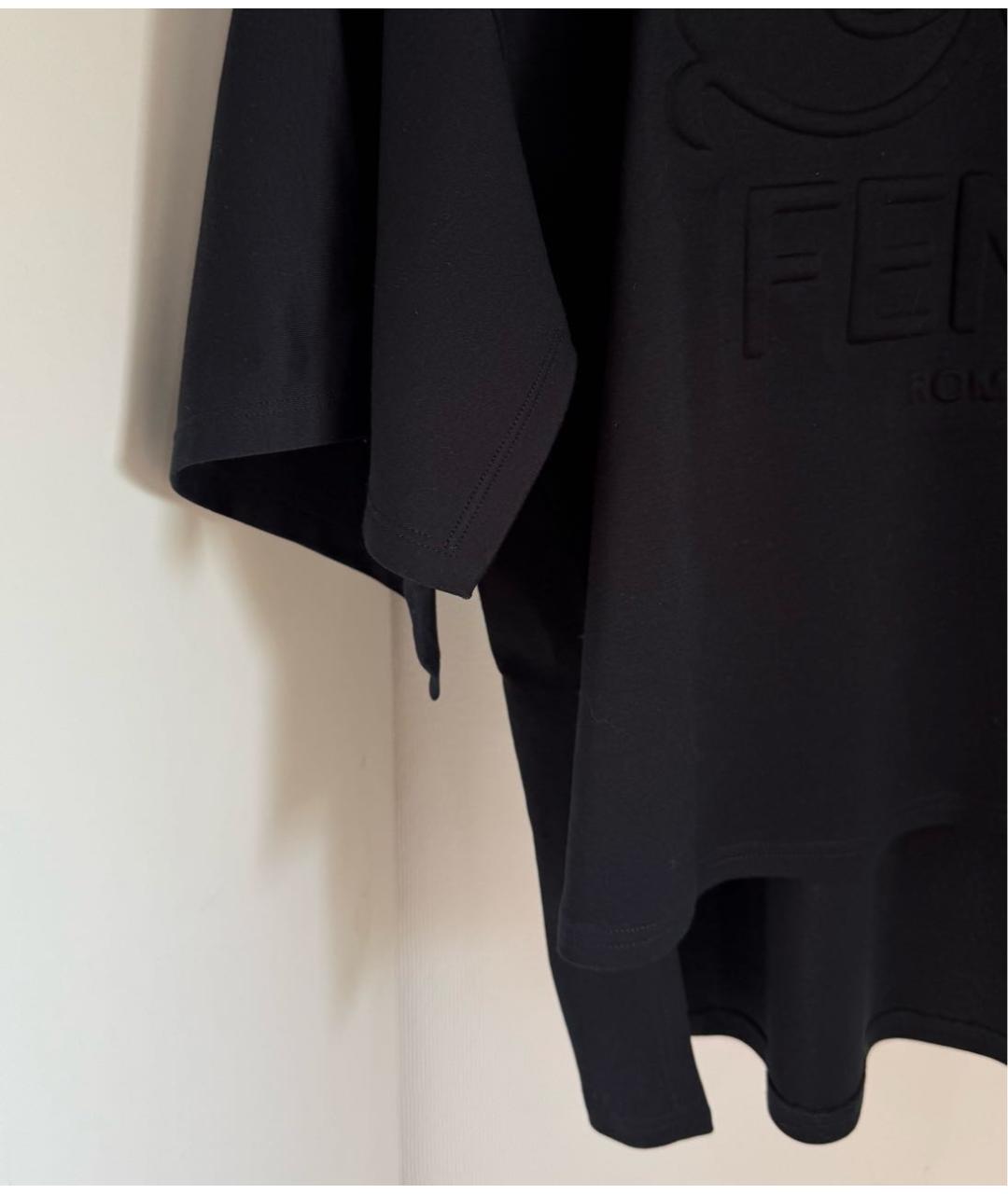 FENDI Черная хлопковая футболка, фото 7