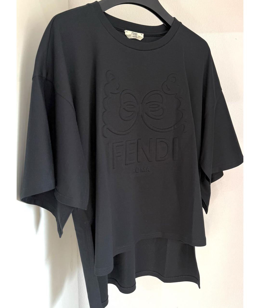 FENDI Черная хлопковая футболка, фото 2