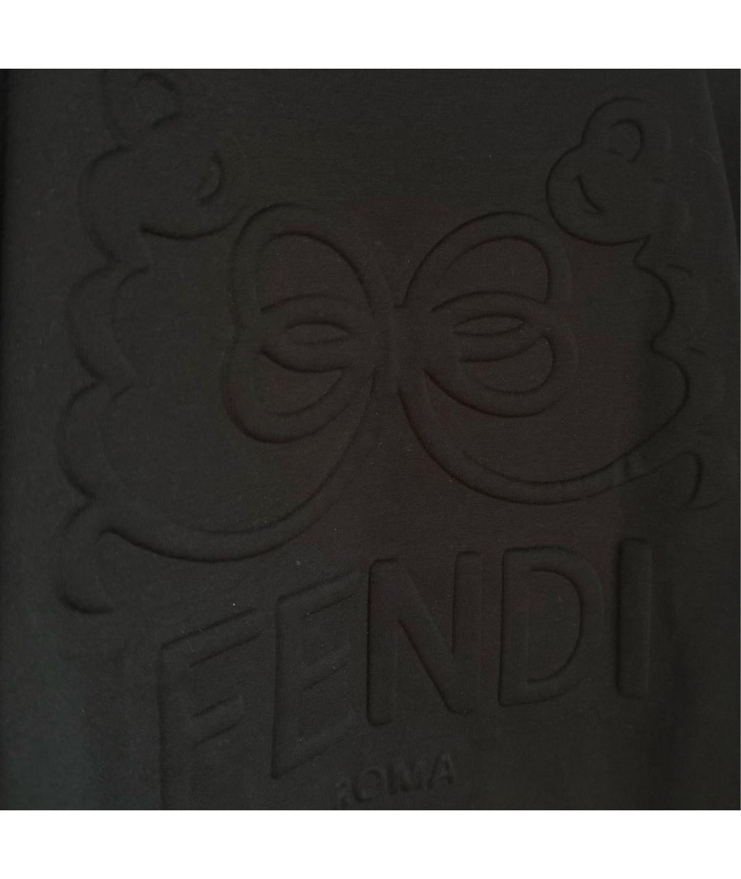 FENDI Черная хлопковая футболка, фото 4