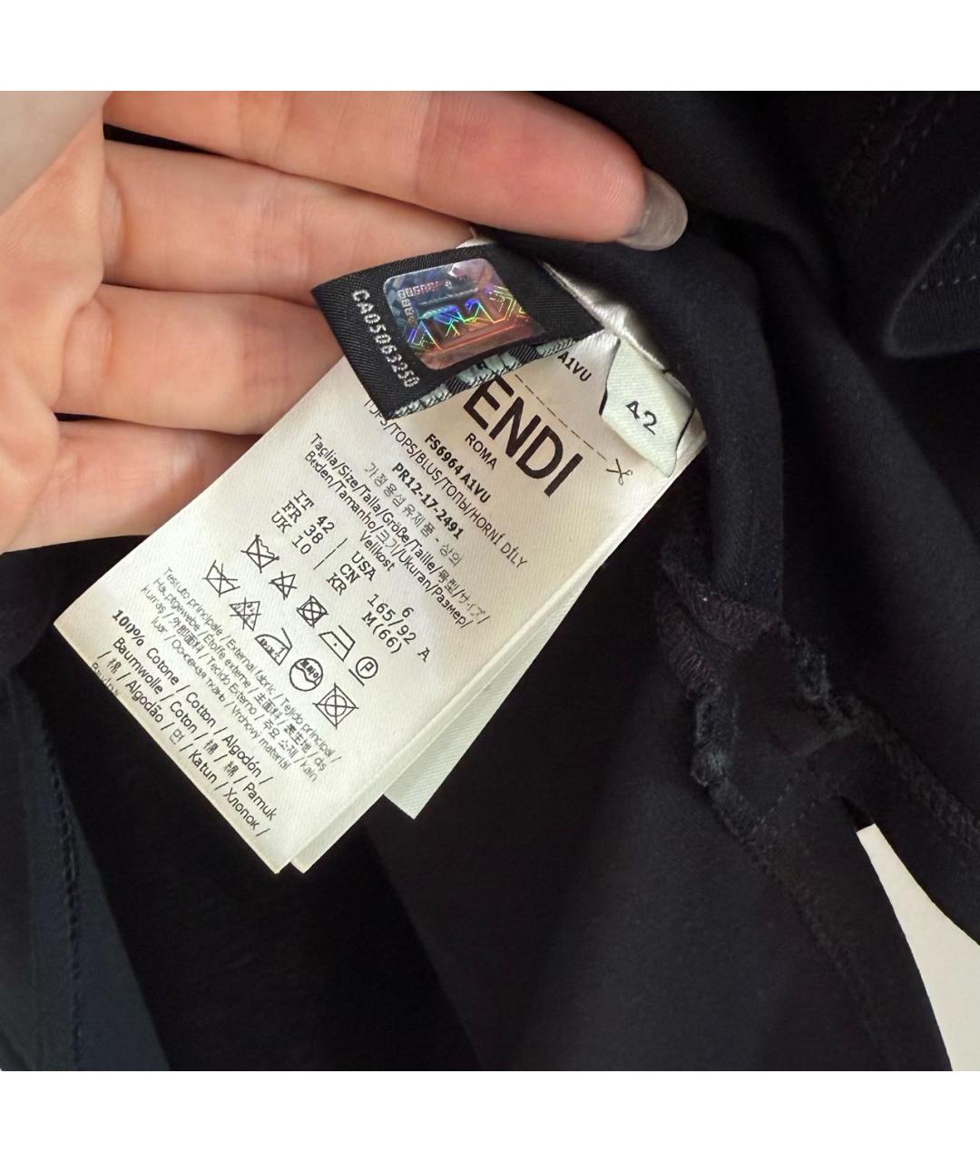 FENDI Черная хлопковая футболка, фото 3