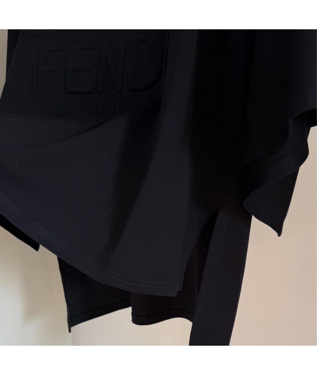 FENDI Черная хлопковая футболка, фото 5