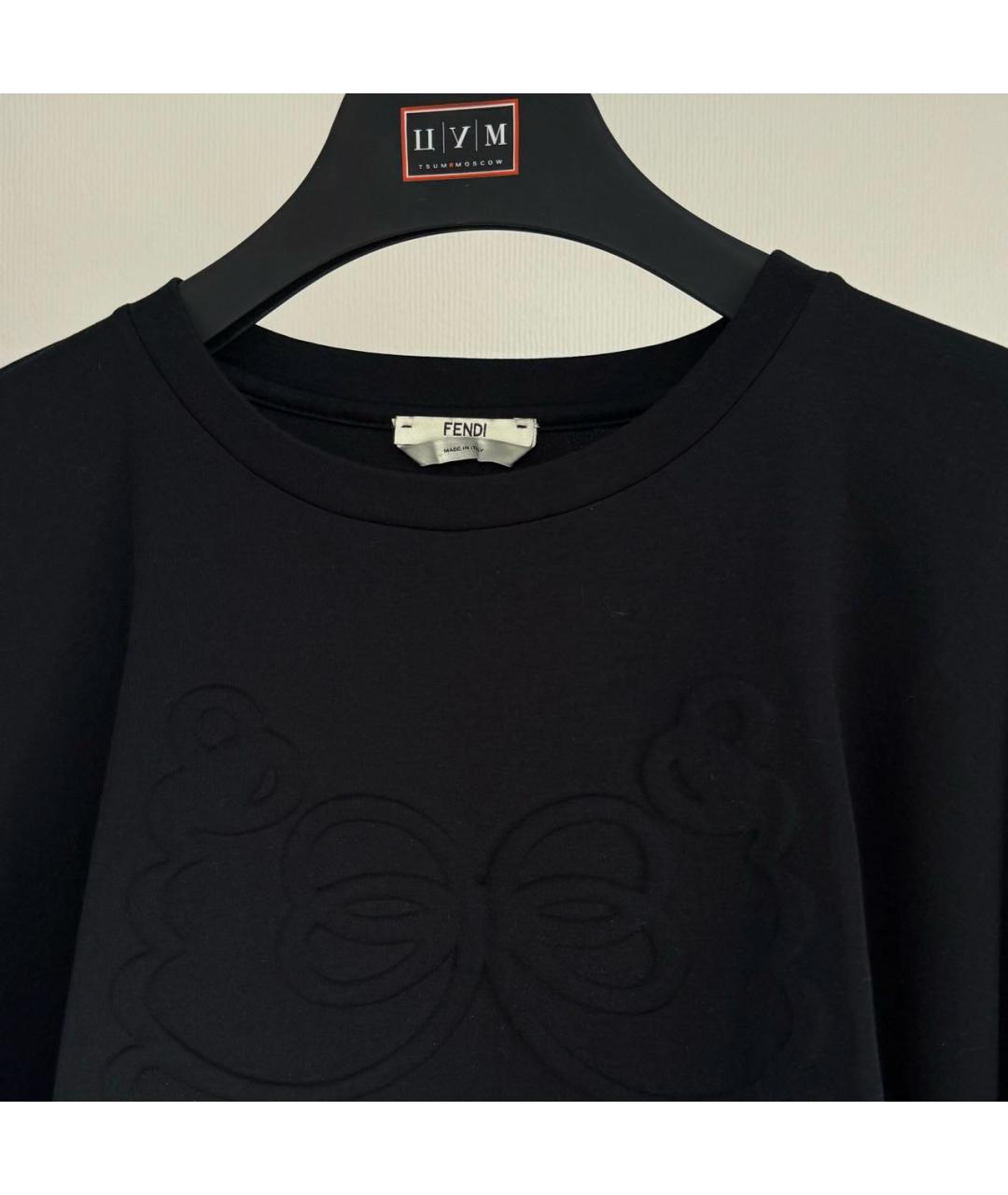 FENDI Черная хлопковая футболка, фото 6