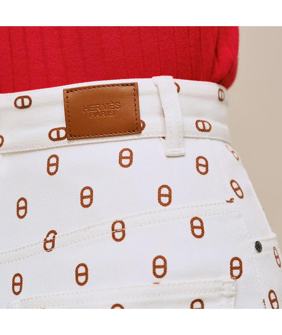 HERMES Белые брюки узкие, фото 4