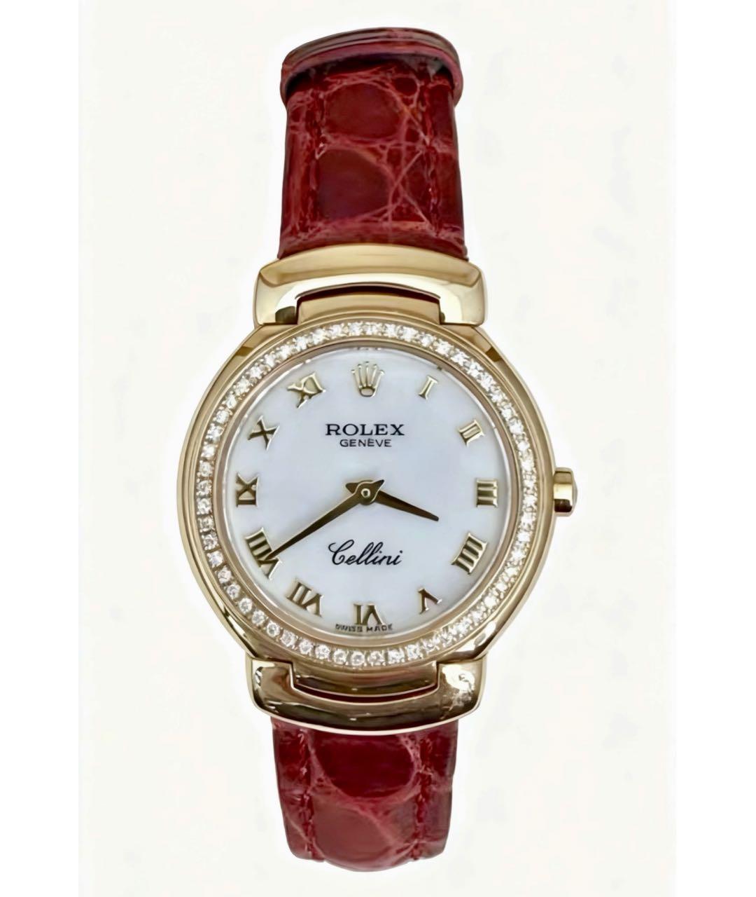 ROLEX Белые часы из желтого золота, фото 6