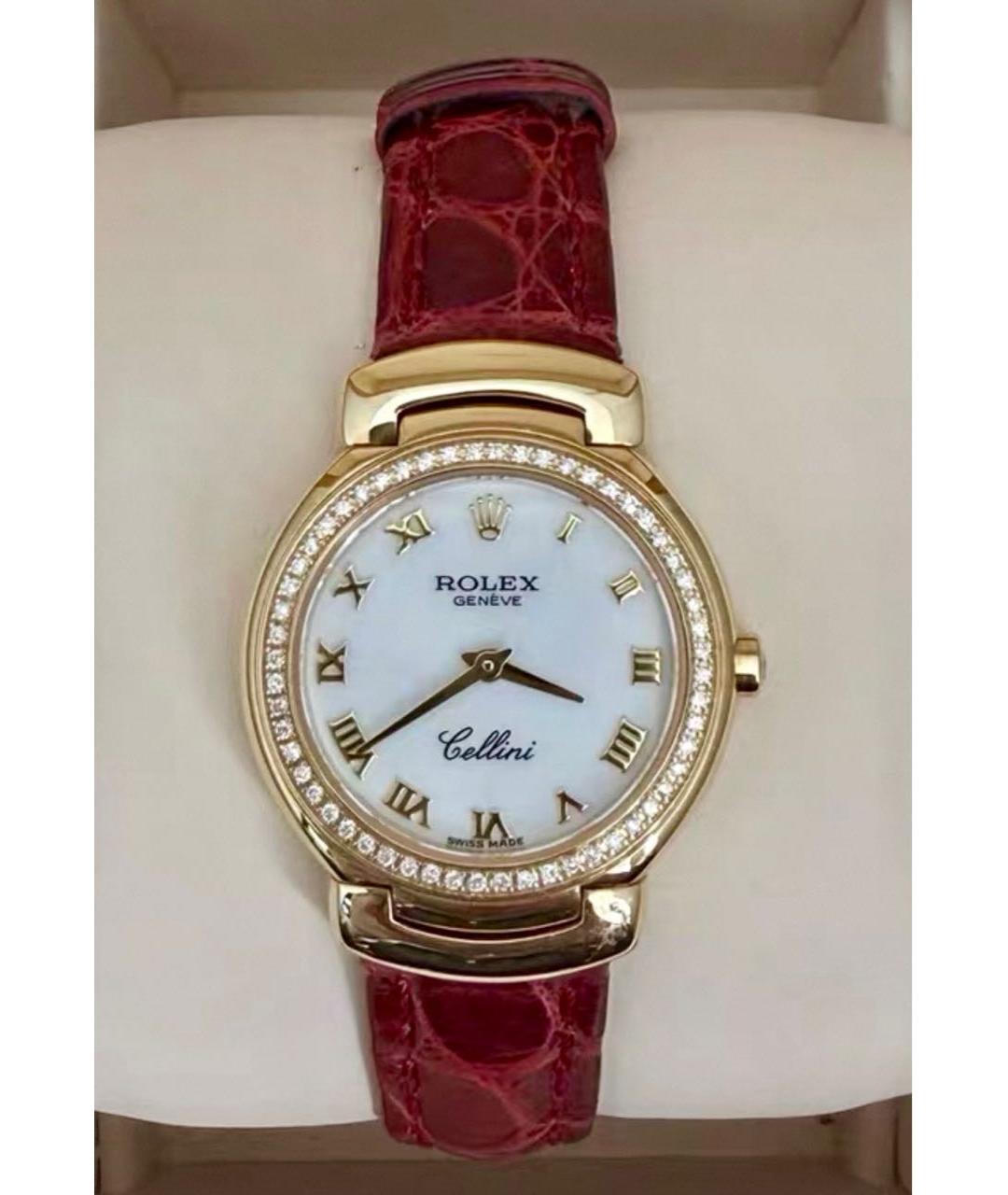 ROLEX Белые часы из желтого золота, фото 2