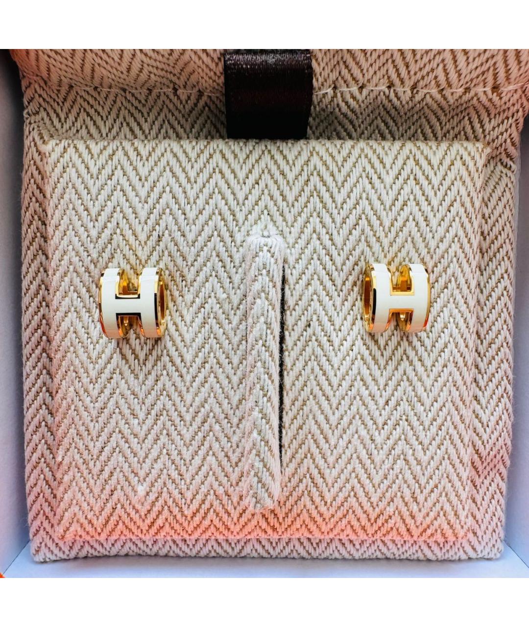 HERMES Белые металлические серьги, фото 2