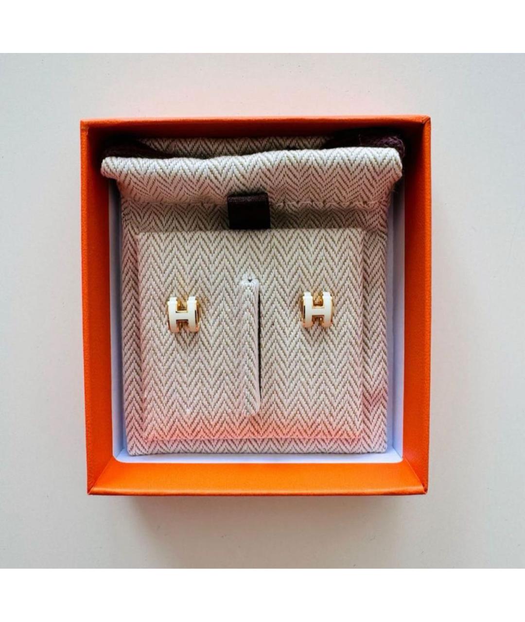 HERMES Белые металлические серьги, фото 3