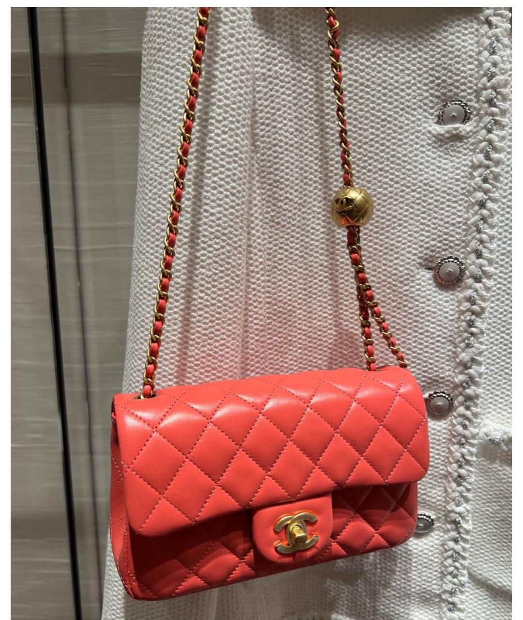 CHANEL Коралловая кожаная сумка через плечо, фото 2