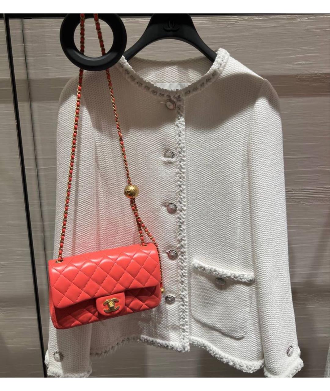 CHANEL Коралловая кожаная сумка через плечо, фото 3