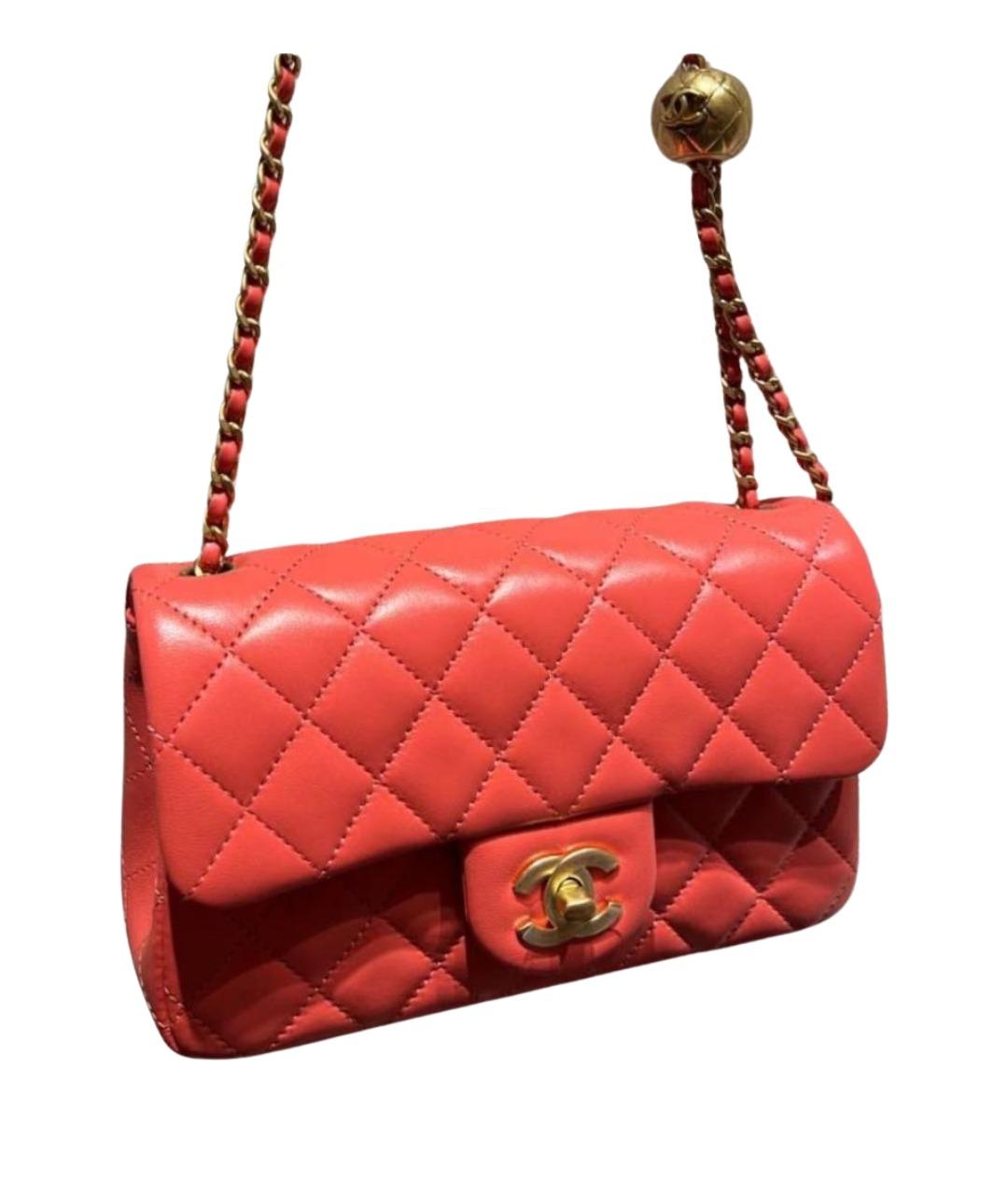 CHANEL Коралловая кожаная сумка через плечо, фото 1