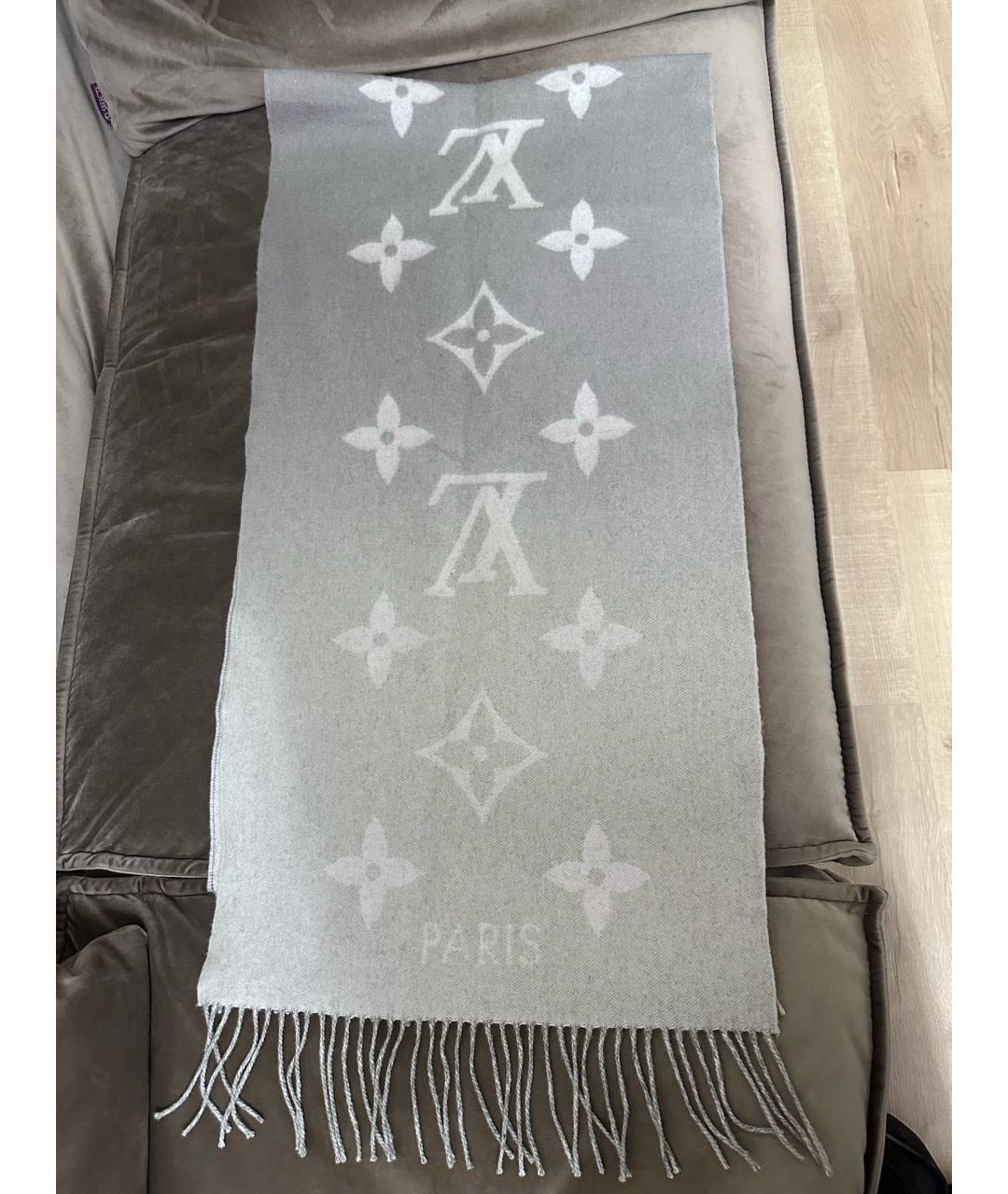 LOUIS VUITTON Серый кашемировый шарф, фото 2