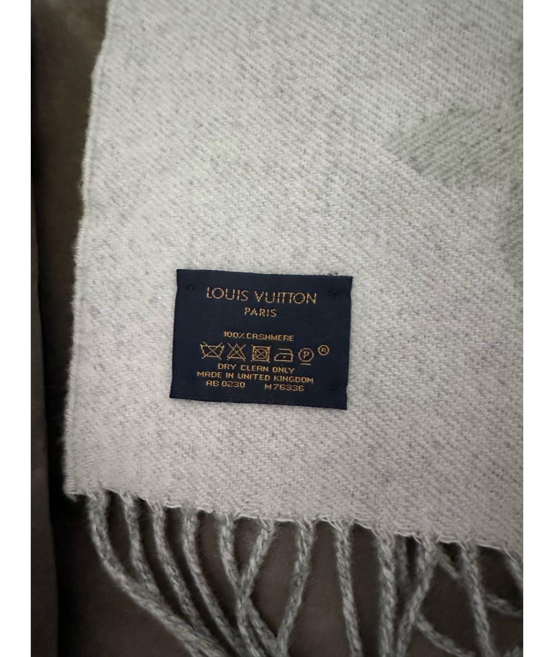LOUIS VUITTON Серый кашемировый шарф, фото 3