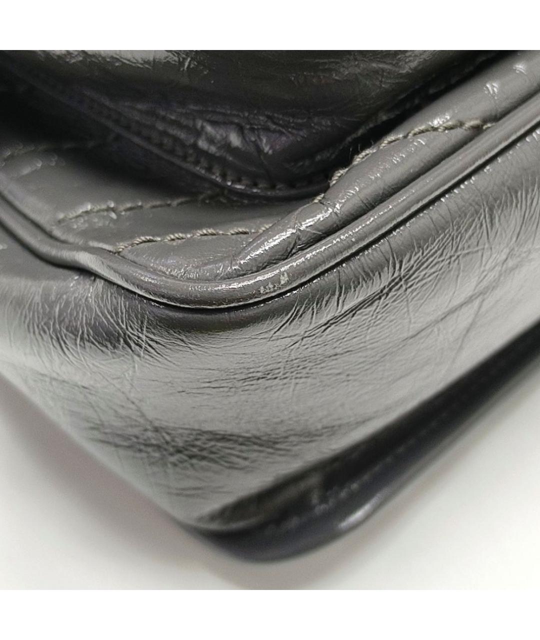 SAINT LAURENT Серая кожаная сумка через плечо, фото 4