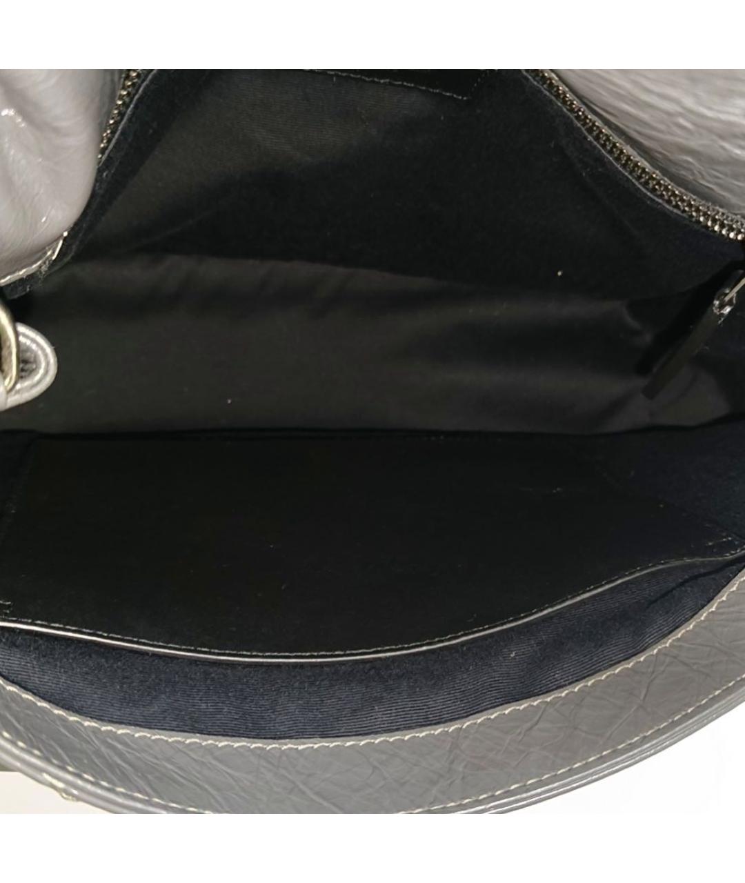 SAINT LAURENT Серая кожаная сумка через плечо, фото 5