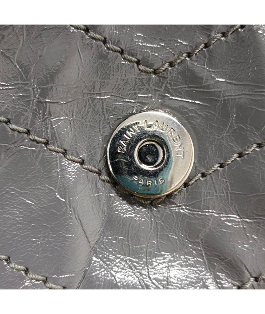 SAINT LAURENT Серая кожаная сумка через плечо, фото 3