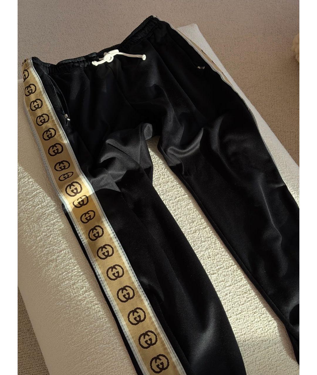 GUCCI Черные полиэстеровые повседневные брюки, фото 2