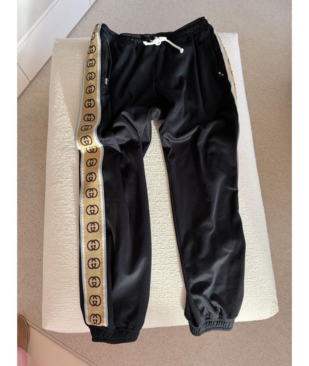 GUCCI Черные полиэстеровые повседневные брюки, фото 4