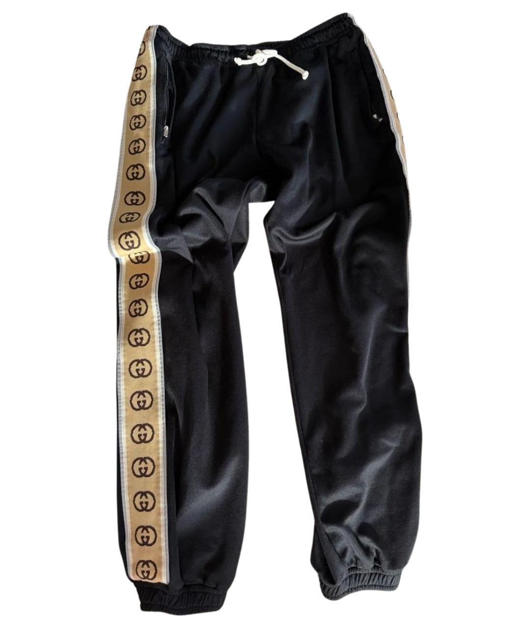 GUCCI Черные полиэстеровые повседневные брюки, фото 1