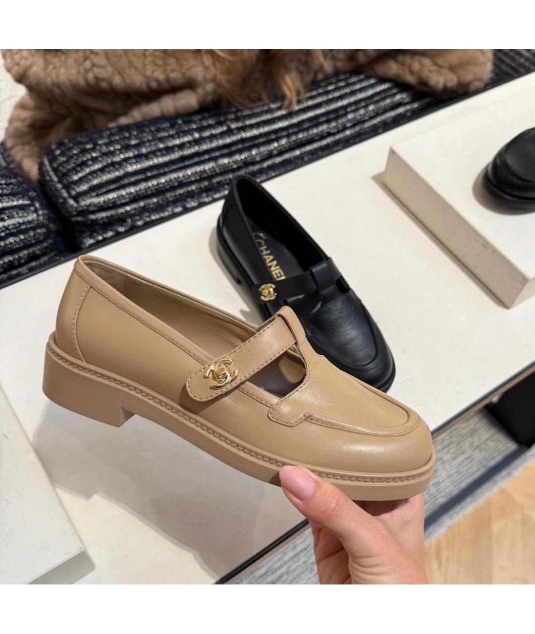 CHANEL Бежевые кожаные лоферы, фото 2