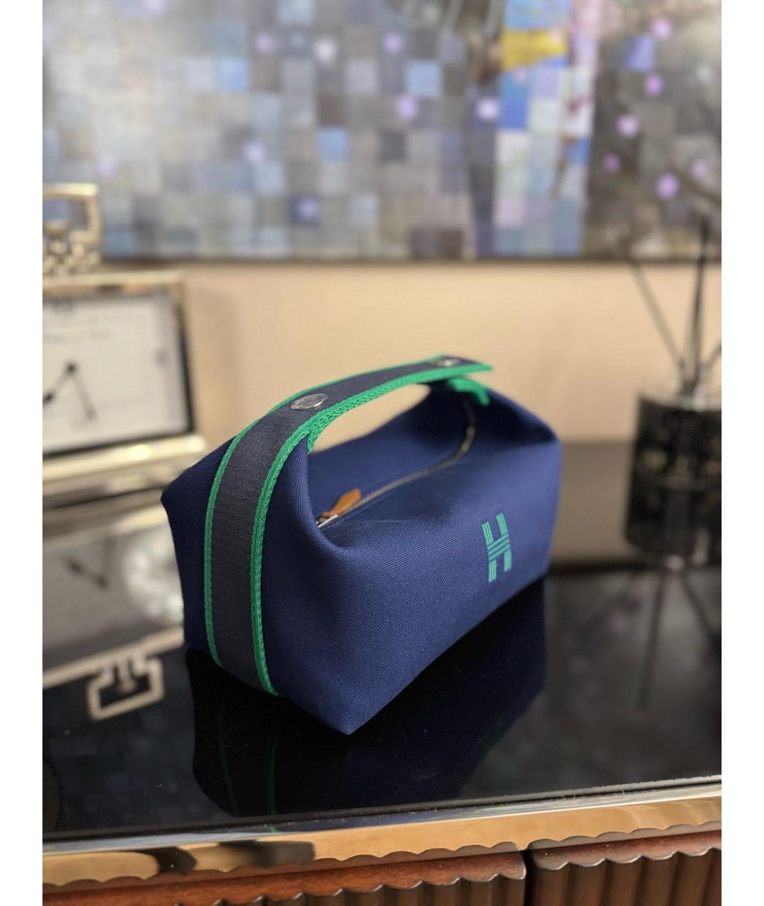 HERMES Синяя хлопковая косметичка, фото 2