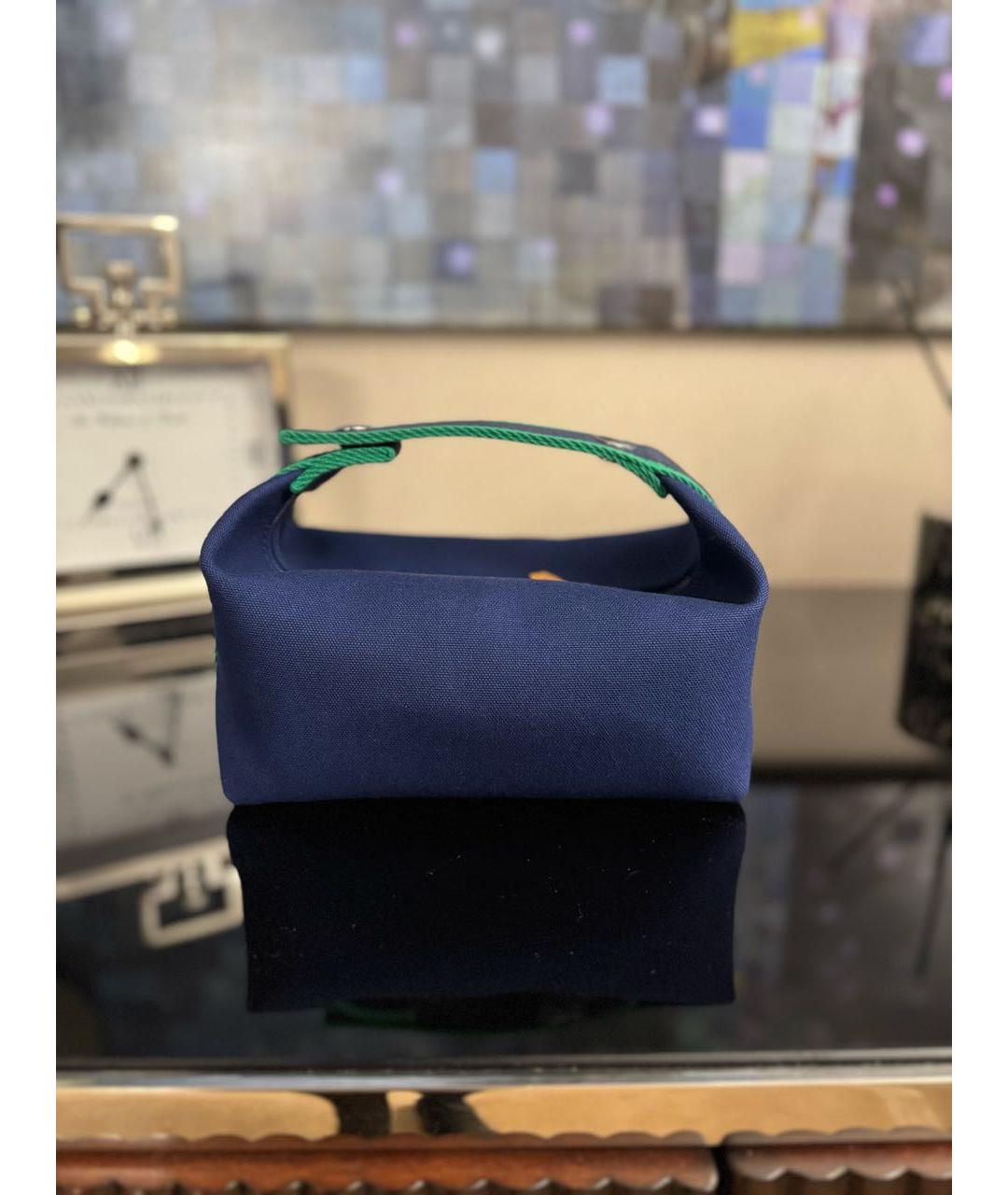 HERMES Синяя хлопковая косметичка, фото 3