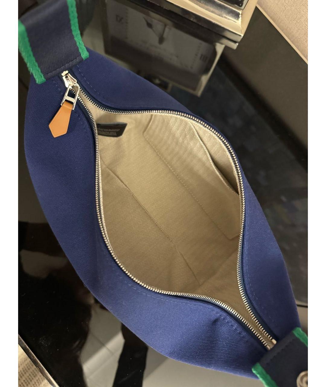 HERMES Синяя хлопковая косметичка, фото 4