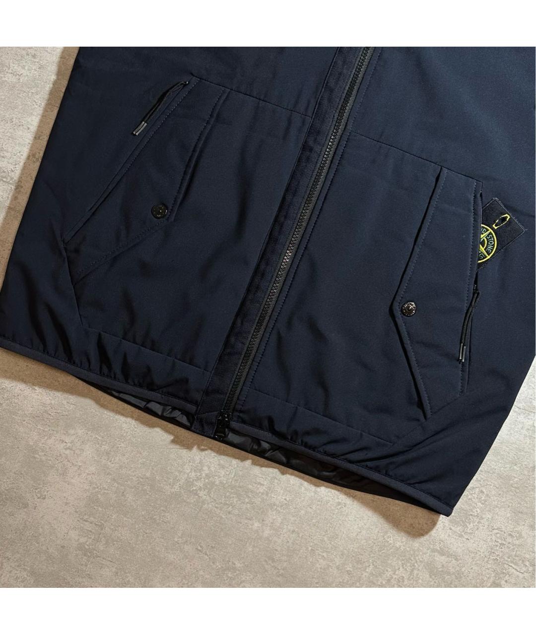 STONE ISLAND Темно-синяя полиэстеровая куртка, фото 3