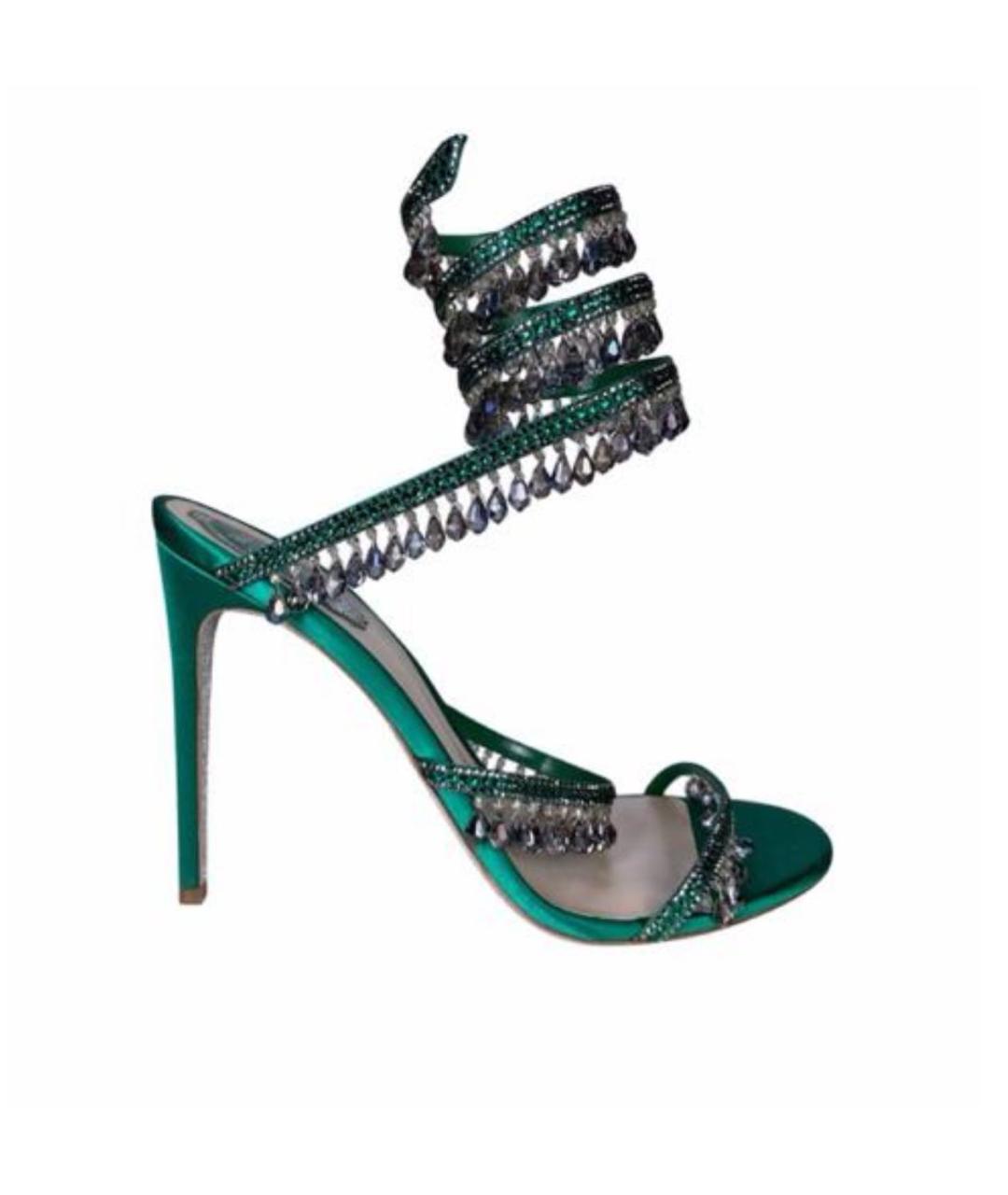 RENE CAOVILLA Зеленые кожаные босоножки, фото 1