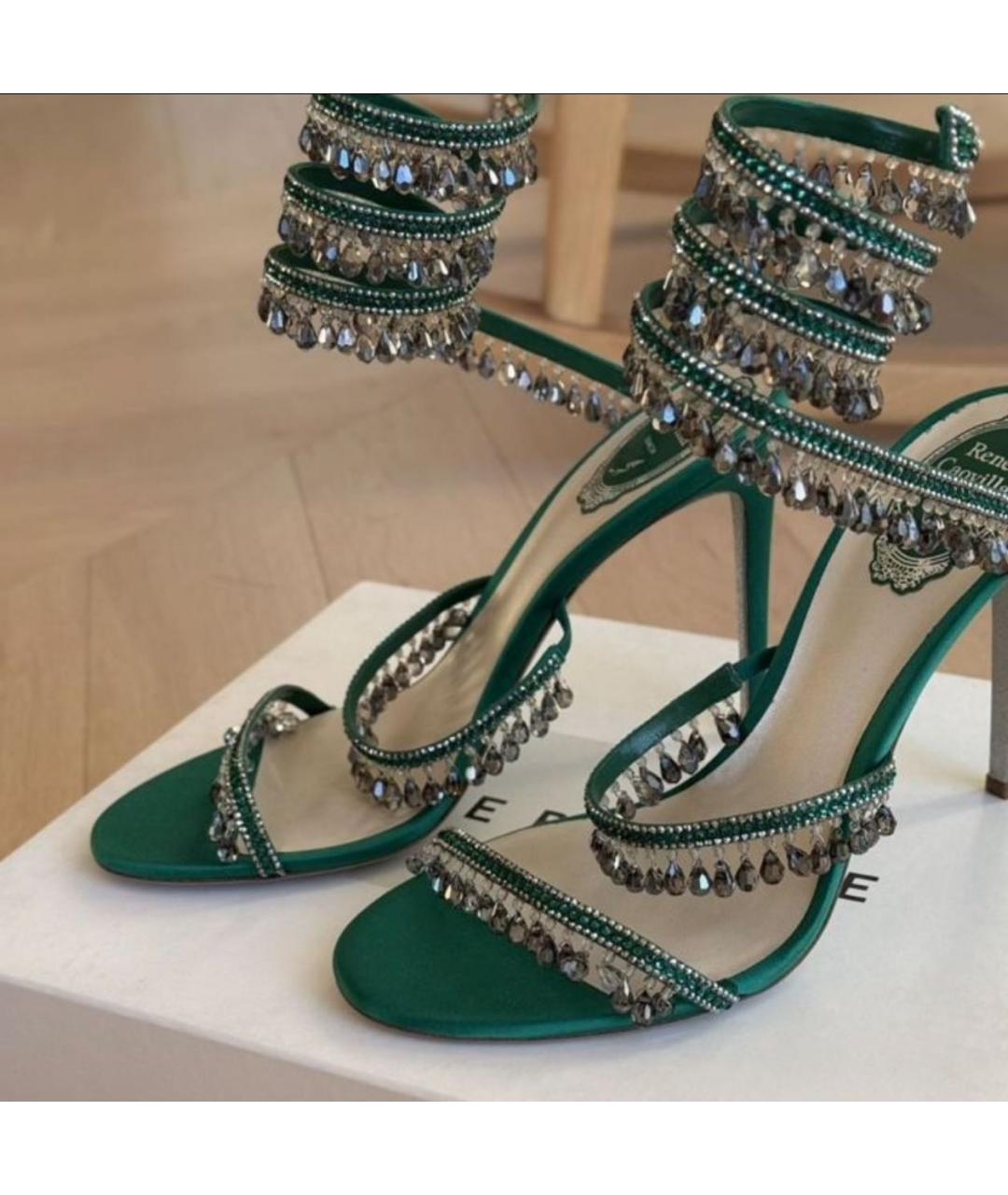 RENE CAOVILLA Зеленые кожаные босоножки, фото 2