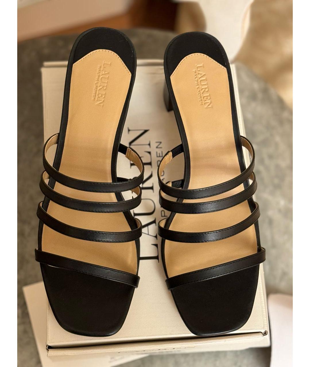 RALPH LAUREN Черные кожаные мюли, фото 3