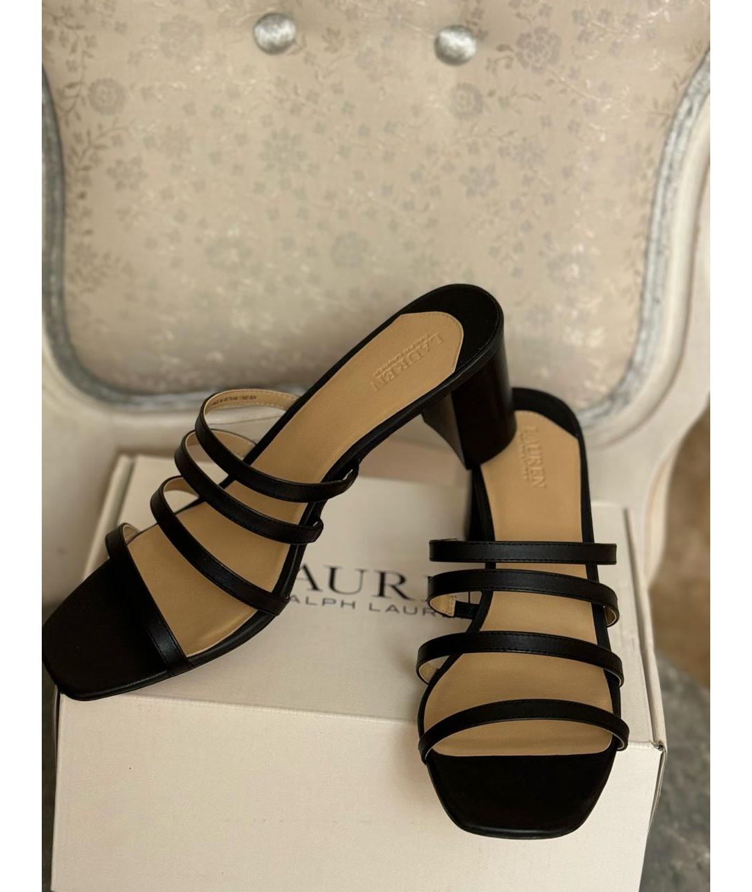 RALPH LAUREN Черные кожаные мюли, фото 6